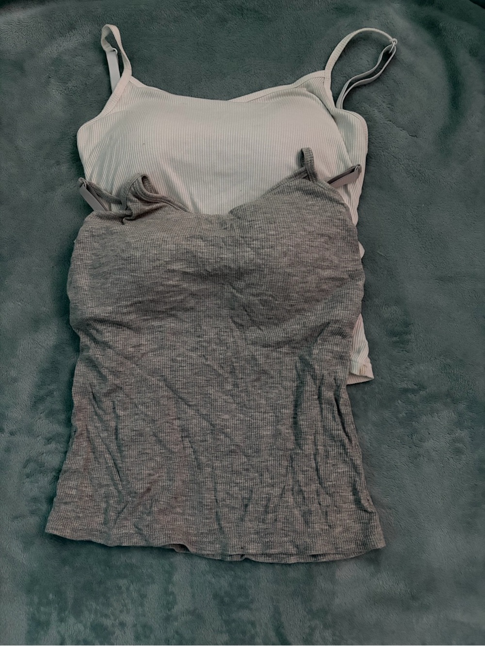 SHEIN Ribbed Camisole Tank Tops in Gray and Cream